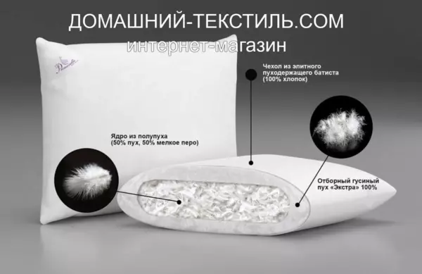 Perla Premium-Перла Премиум Подушка пуховая двух-камерная средняя 100% белый гусиный пух-перо. Primavelle-Примавель Россия ДОМАШНИЙ-ТЕКСТИЛЬ.COM интернет-магазин (1)