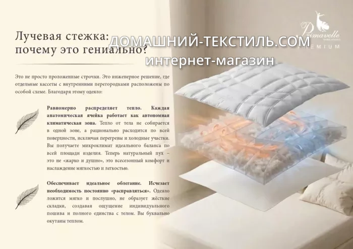 Thermo Sense-Термо Сенс Теплое пуховое кассетное одеяло 100 белый гусиный пух Primavelle-Примавель Россия ДОМАШНИЙ-ТЕКСТИЛЬ.COM интернет-магазин (2)